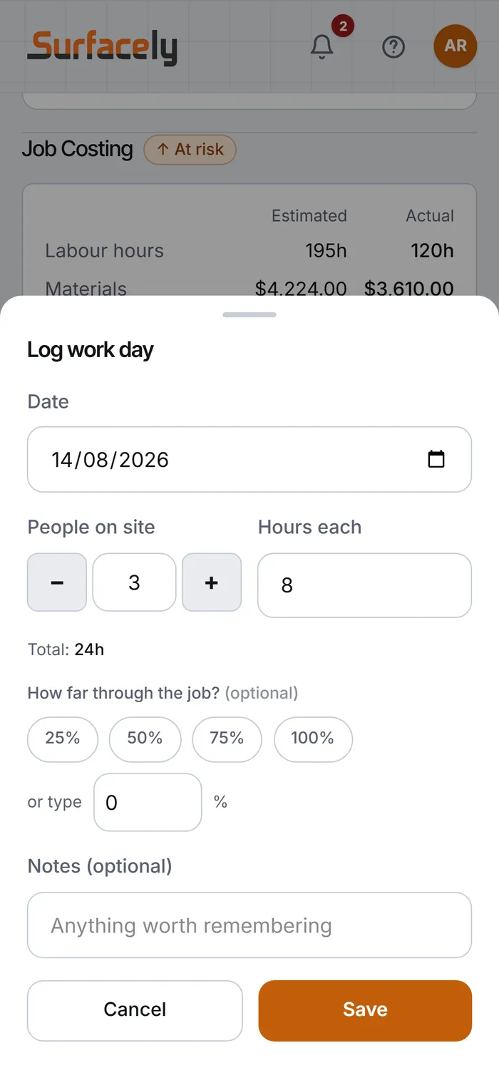 Log the day from the van